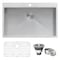 Ruvati 33"x22" Drop-in Topmount 16 Gauge Zero Radius SS Kitchen Sink Sgl Bowl RVH8000 - alternate 1